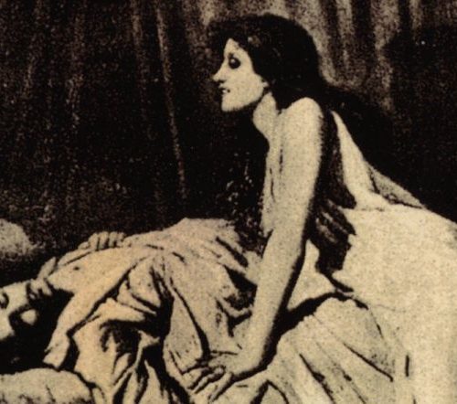 1897 painting of a female vampire hovering over a man's bed. It's not looking good for the guy.